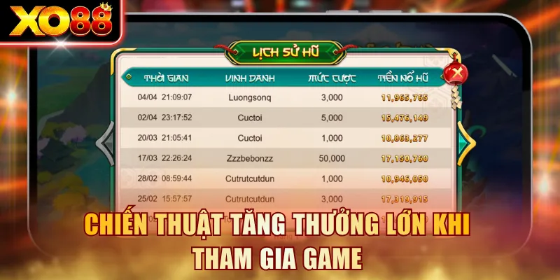 Chiến thuật tăng thưởng lớn khi tham gia game