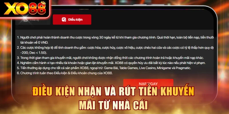 Điều kiện nhận và rút tiền khuyến mãi từ nhà cái